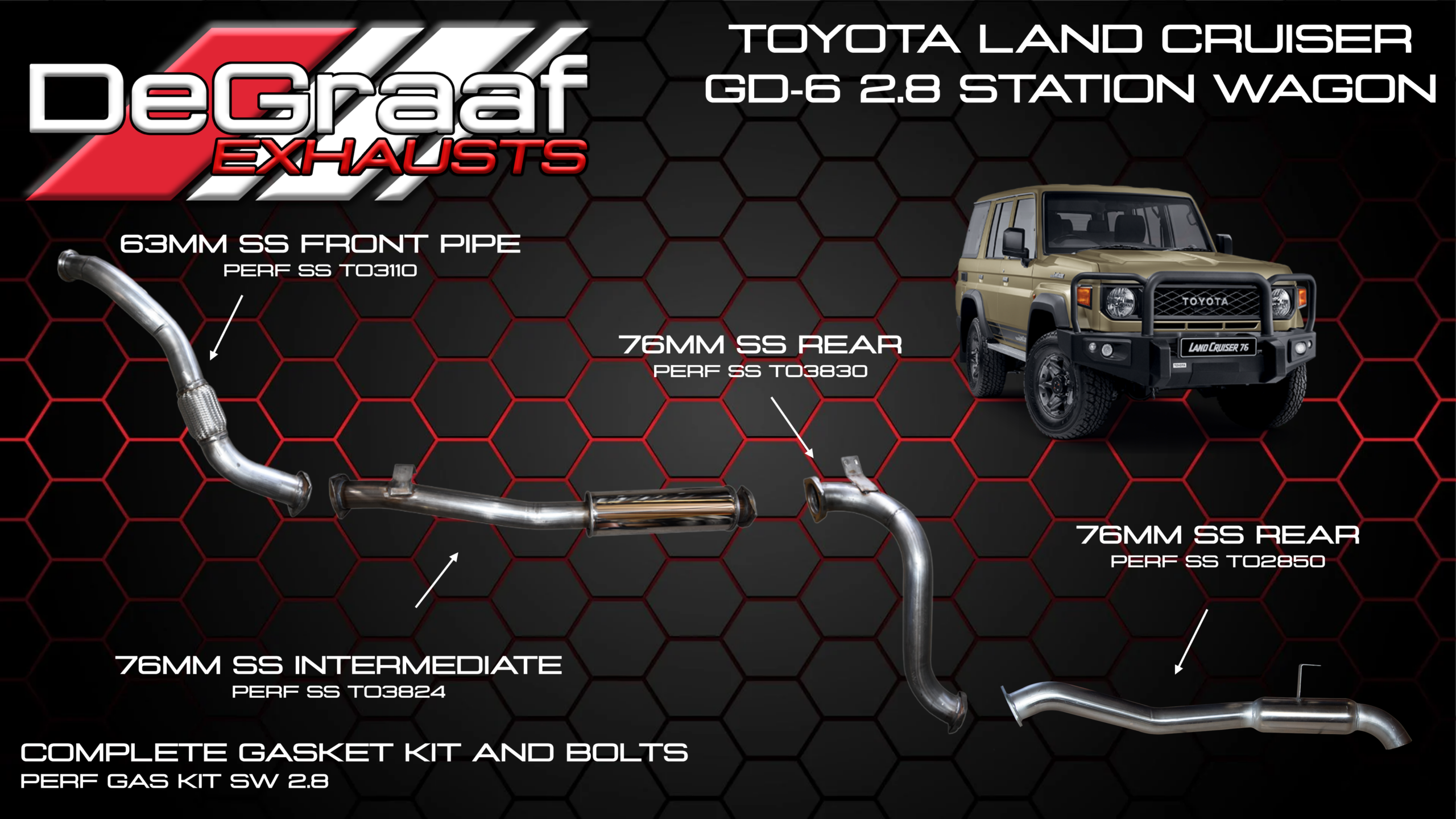 Toyota Land Cruiser 76 Station Wagon 2.8 Auto DeGraaf BOBW Performance Exhaust